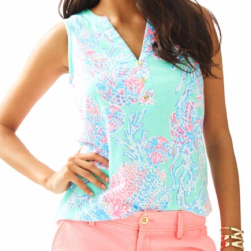 Lilly Pulitzer Essie Minty Fresh Fansea Tank Top